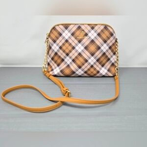 NANETTE LEPORE Plaid Nutshell Crossbody Bag Partial Chain Strap NWOT Fall Colors